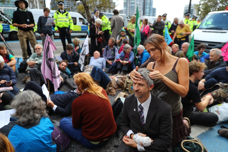 Extinction Rebellion protesters outside MI5 Headquarters on Millbank