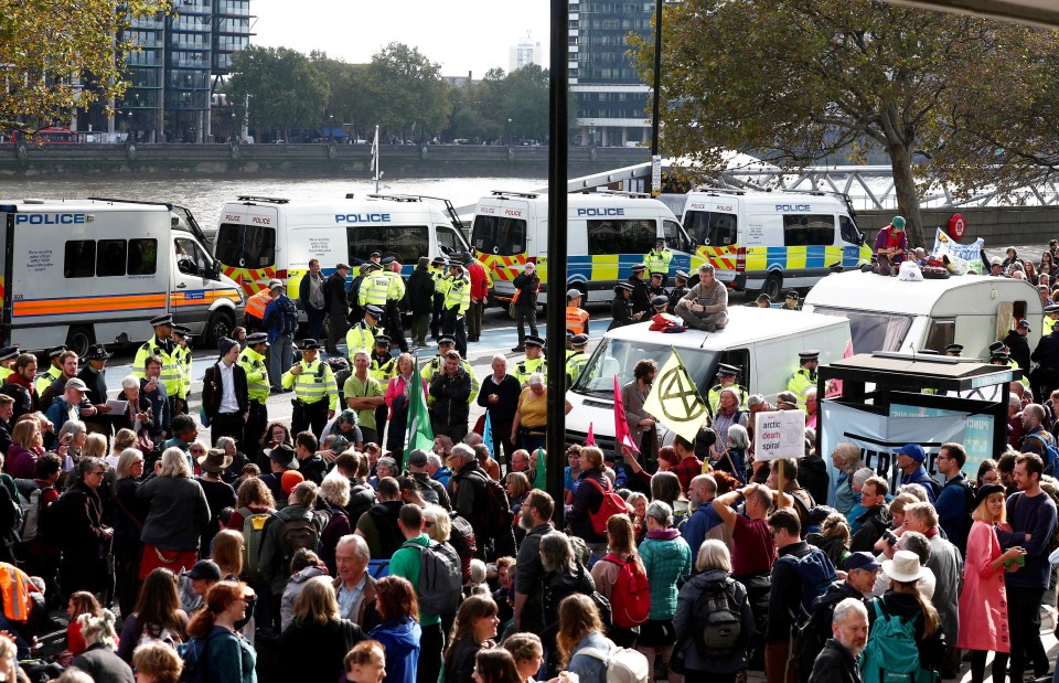 The activists continued with their protest today – despite a London-wide ban now in place