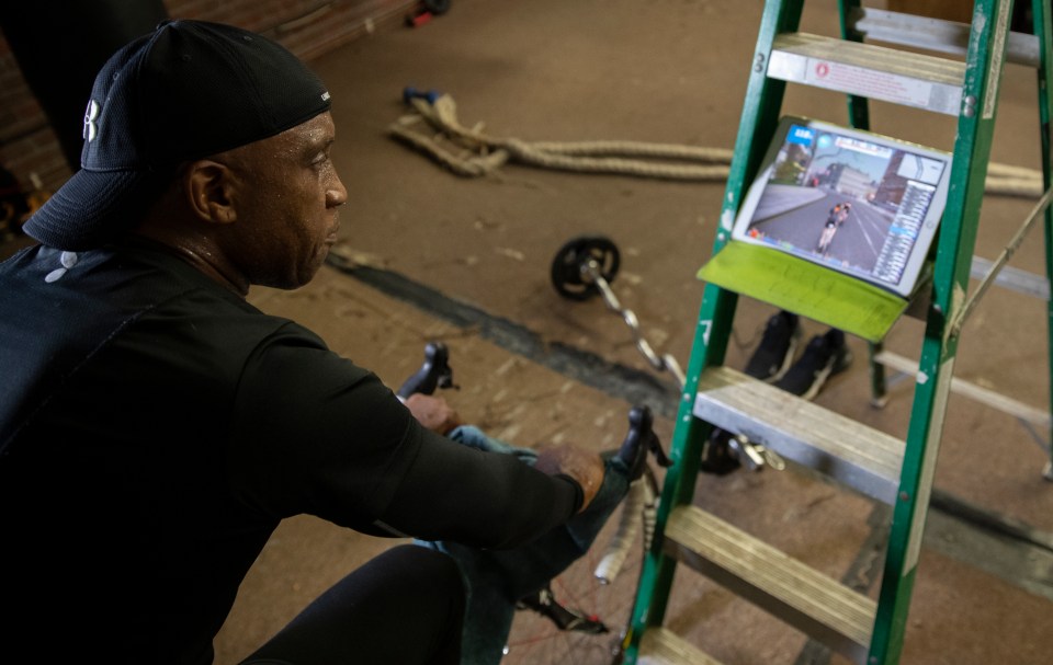  Benn checks out the useful equipment helping him prepare for his comeback 23-years in the making