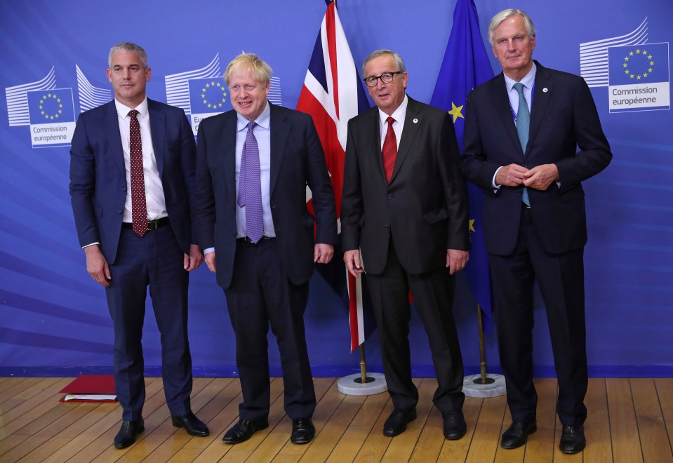  Boris posed with Brexit Secretary Steve Barclay and EU bosses Juncker and Barnier today