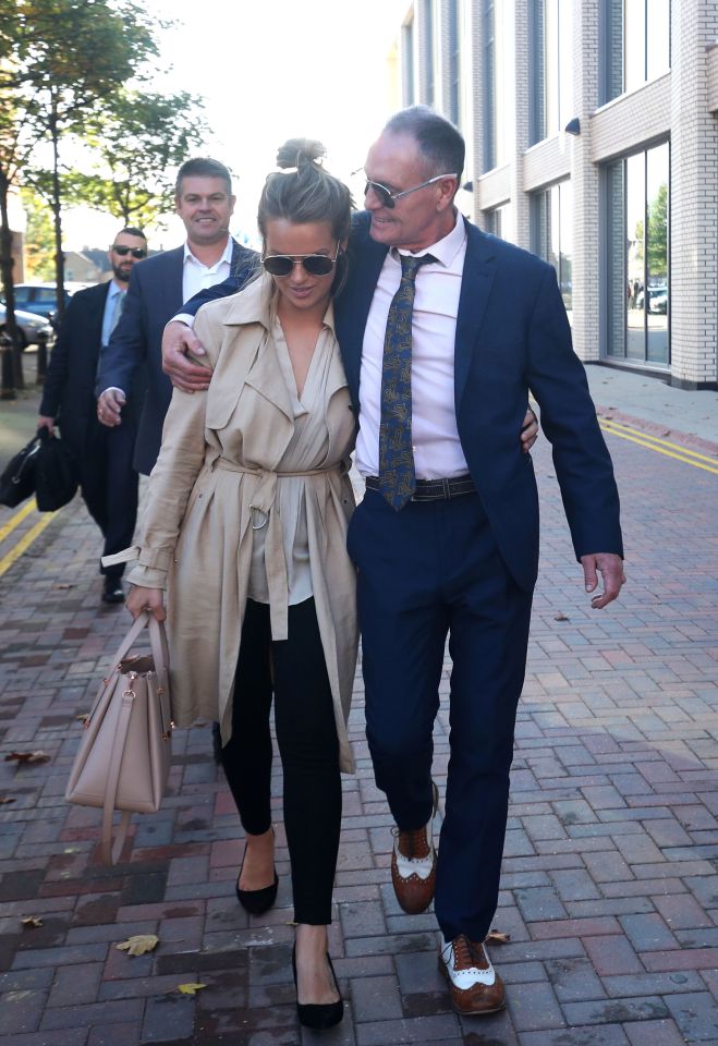  Gazza hugs his manager Katie Davies as he leaves court