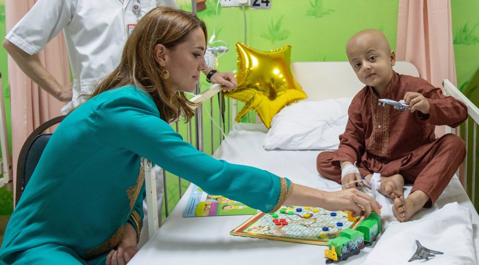 Kate met with several young patients during the visit