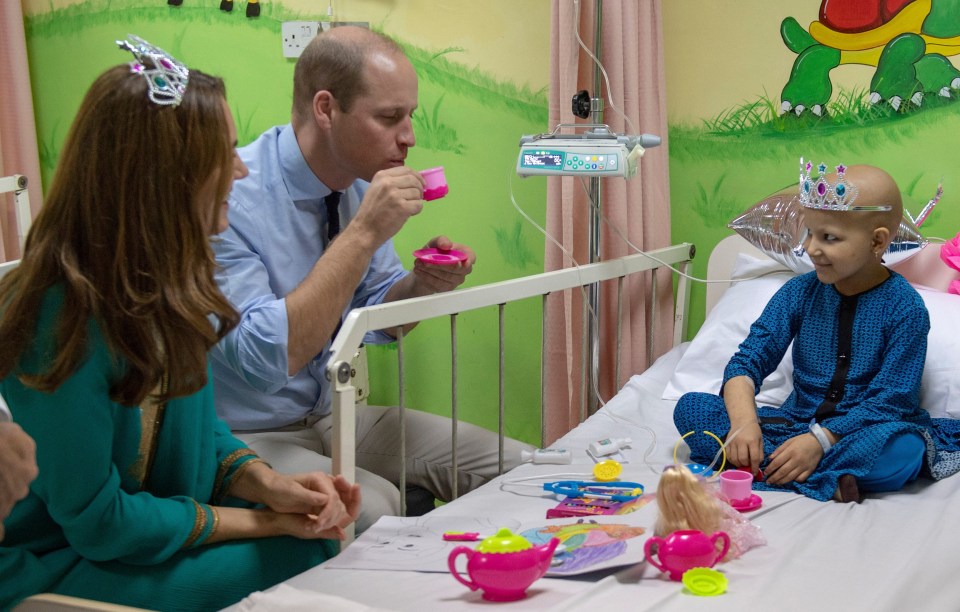 Prince William got stuck into the tea party and sipped some tea