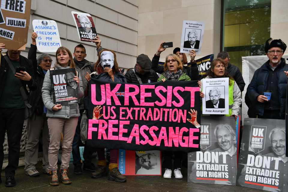  Assange's supporters were seen outside Westminster Magistrates' Court today