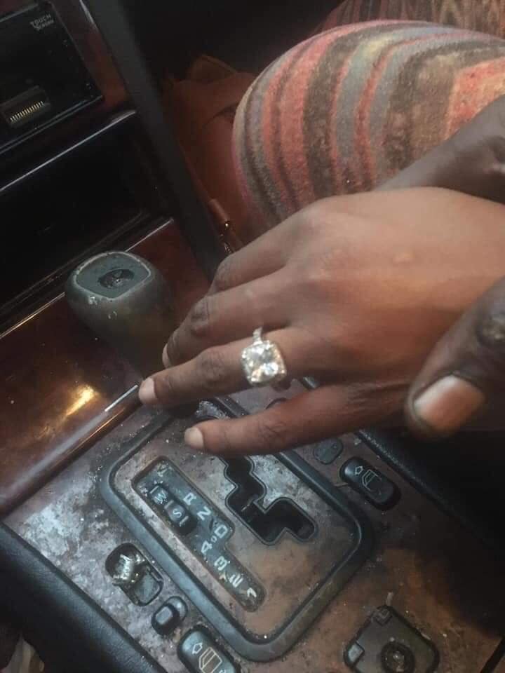 A bride-to-be has been slammed for the state of her car in an engagement announcement post