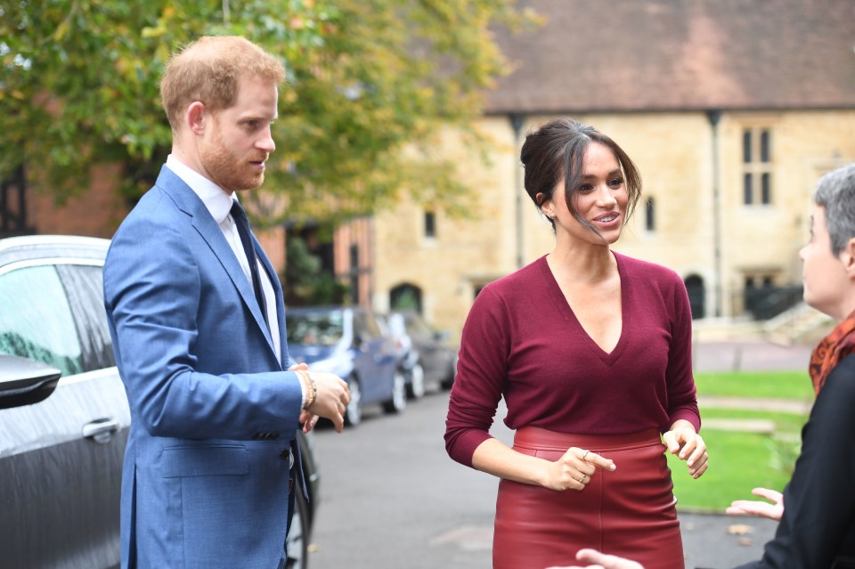 The royal couple arrived in a grey Audi ahead of their meeting The Queen’s Commonwealth Trust