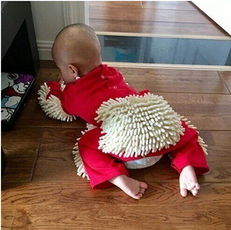  Parents have found a way for their babies to help with the cleaning