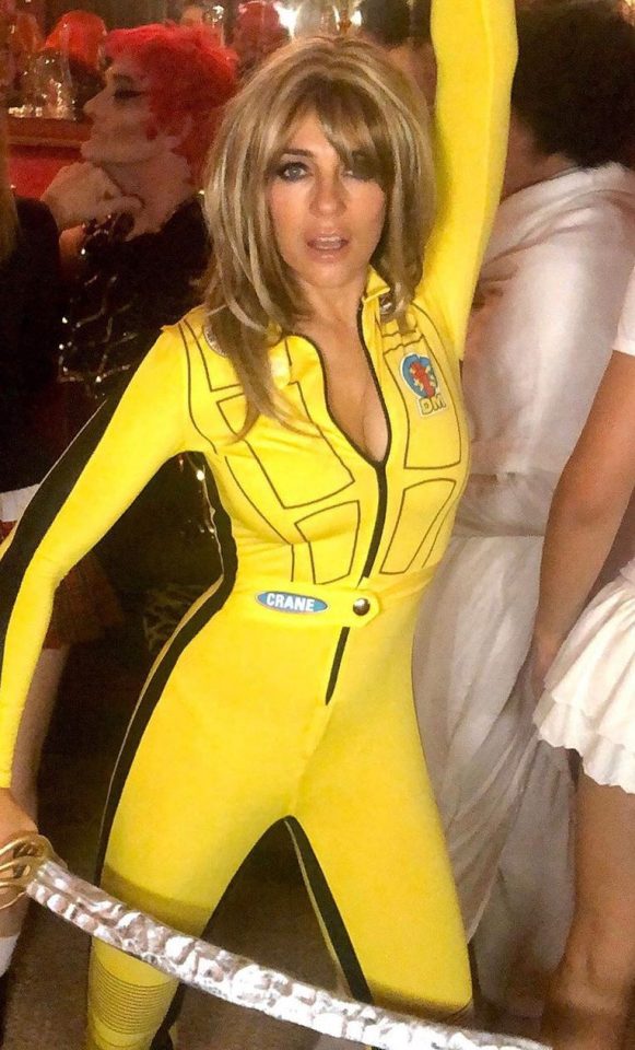  Liz Hurley got into the Halloween spirit by dressing up as the Kill Bill costume