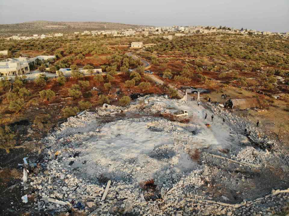  The scene of where Baghdadi is believed to have blown himself up, in northwestern Syria