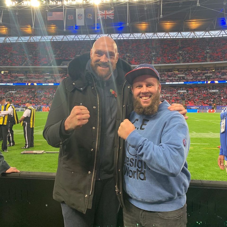 Tyson Fury met golfer Andrew 'Beef' Johnston at Wembley as they watched the LA Rams and Cincinnati Bengals 