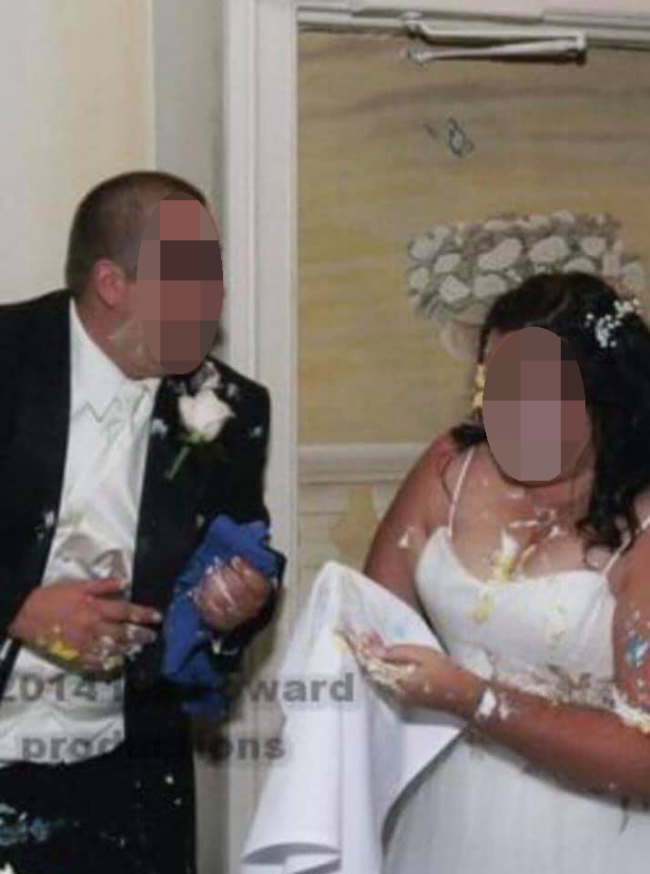  A bride was left heartbroken after her groom smashed the entire top tier of her wedding cake in her face