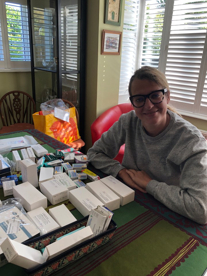  Zu, pictured with all her meds, did not respond well to the chemotherapy