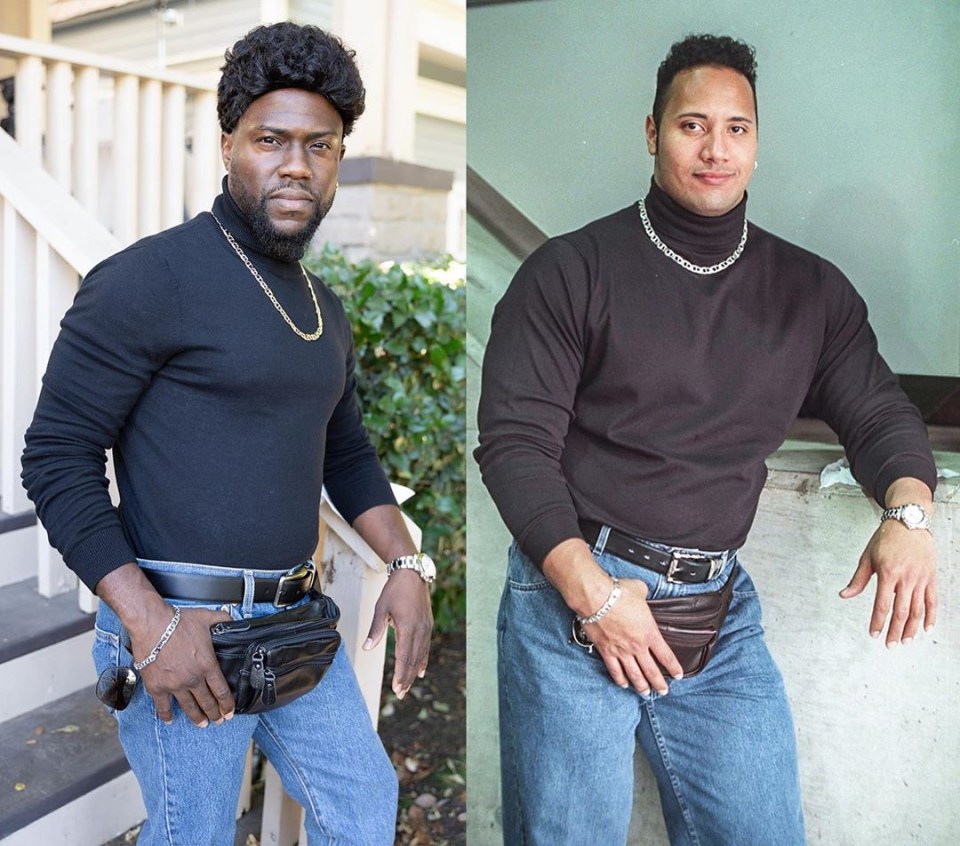  Kevin Hart replicated an old photograph of pal Dwayne Johnson