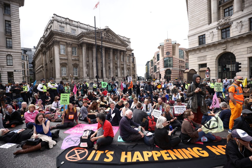  Extinction Rebellion climate activists protest in London on September 2