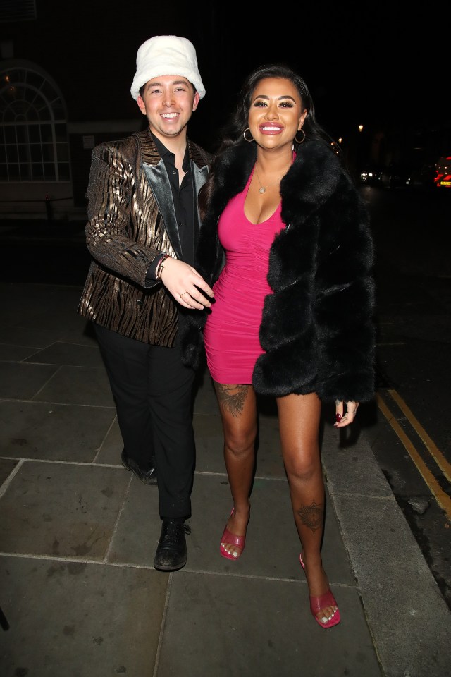  Ryan-Mark Parsons and Nikita Jasmine seen attending the Celebs Go Dating dinner in January 2022