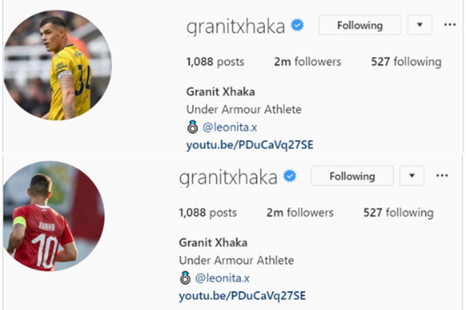  Granit Xhaka removed the image for all of his 2million followers to see