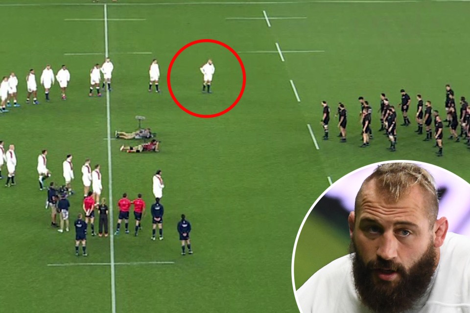  Joe Marler, top centre, has been blamed as several England players entered the Kiwi half