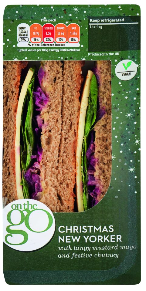  Sainsbury's new vegan sandwich is made with vegan coconut cheese with gherkins, pickled red cabbage and a festive chutney and costs £2.25