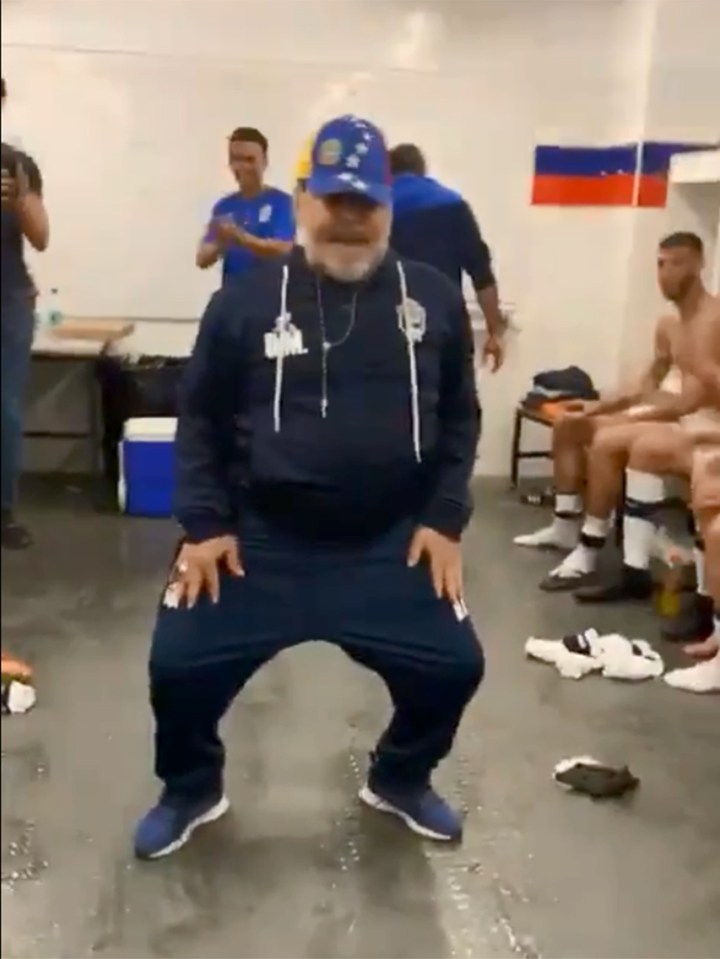  The Argentine icon showed off his unique dance moves to a chorus of cheers in the dressing room