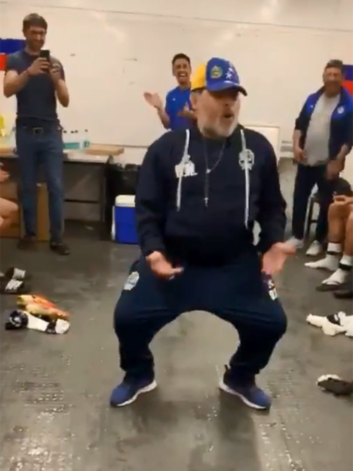  Diego Maradona stole the show with a passionate celebration after his first win in charge with Gimnasia