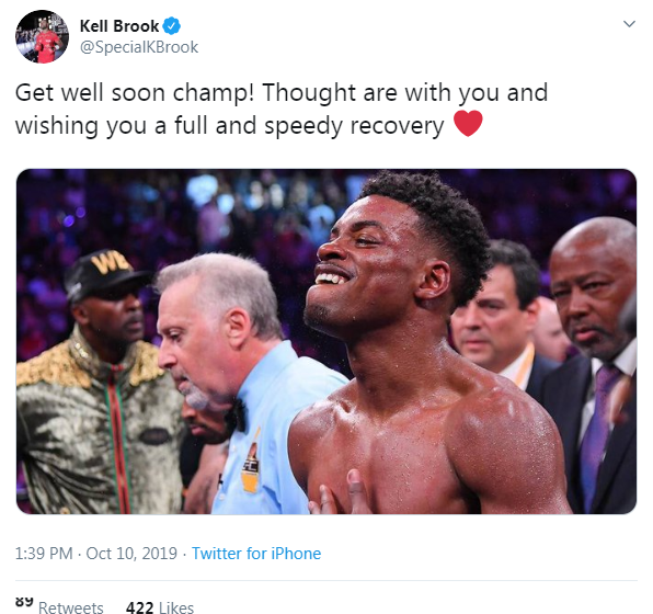 Kell Brook, who was stopped in eleven rounds by Spence Jr in 2017, also sent his best