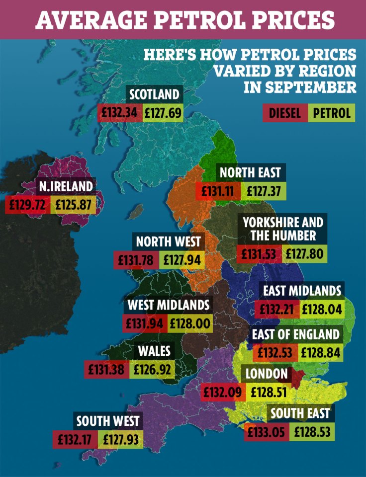  Petrol prices vary wildly depending on where you live in the UK