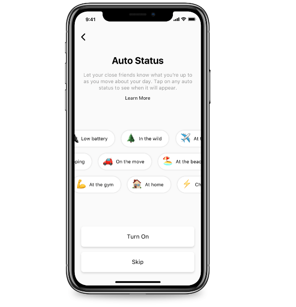  The threads app will give you quick auto-status options to share with close friends
