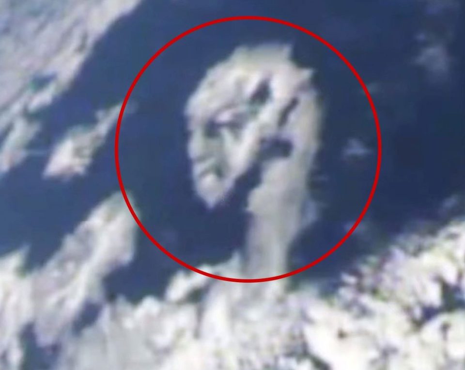  The pattern appears to show a face with eyes, a nose, a mouth, a pointed chin and a long neck - enough for some conspiracy theorists to believe it's an other-worldly creature in the skies