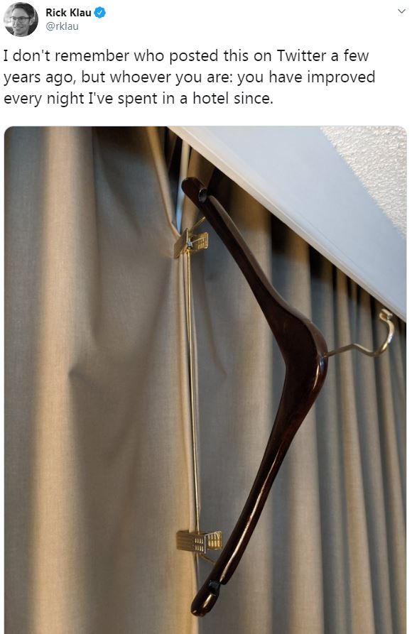  One traveller created blackout blinds using a coat hanger