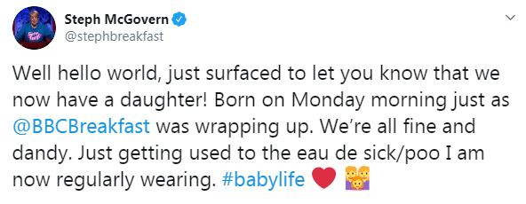  Steph revealed her baby news on Twitter today