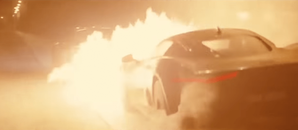  Bond is forced to use a flamethrower on the Jaguar during the intense chase scene