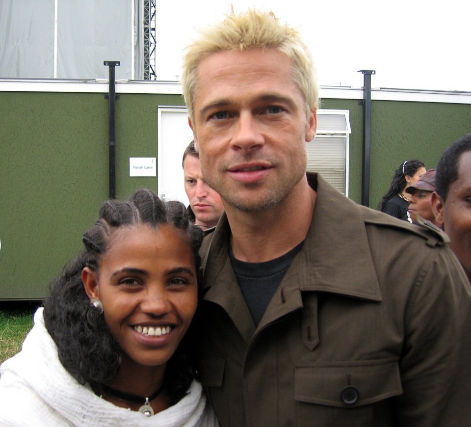  Birhan snapped with Brad Pitt backstage at Live 8, 2005