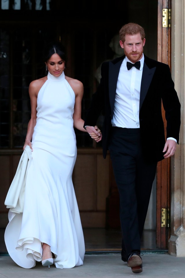 Meghan wore a Stella McCartney dress to the evening celebration of the 2018 royal wedding