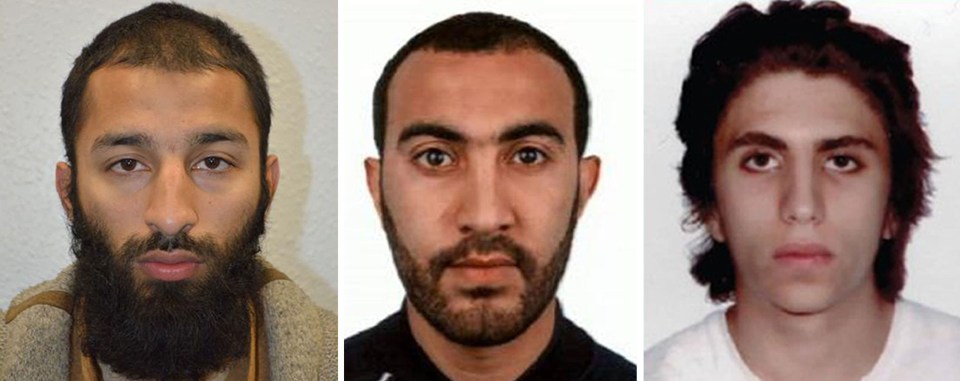  Evil fanatics (left to right) Khuram Shazad Butt, Rachid Redouane and Youssef Zaghba struck on June 3, 2017