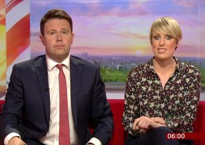  Steph presenting BBC Breakfast with co-star Jon Kay