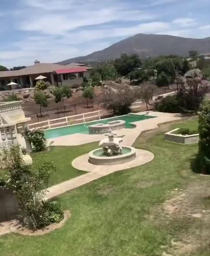 The gorgeous home has an outdoor pool