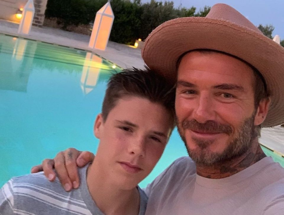  David Beckham posed with his youngest son Cruz while on holiday in Italy