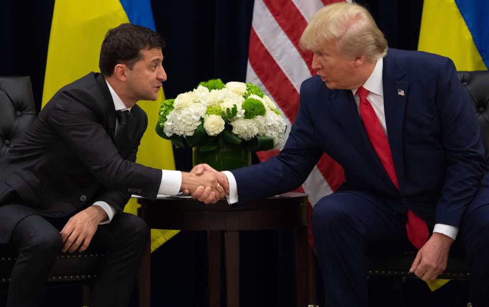  An investigation was launched into Trump's involvement with Ukrainian President Volodymyr Zelensky, left, in July this year