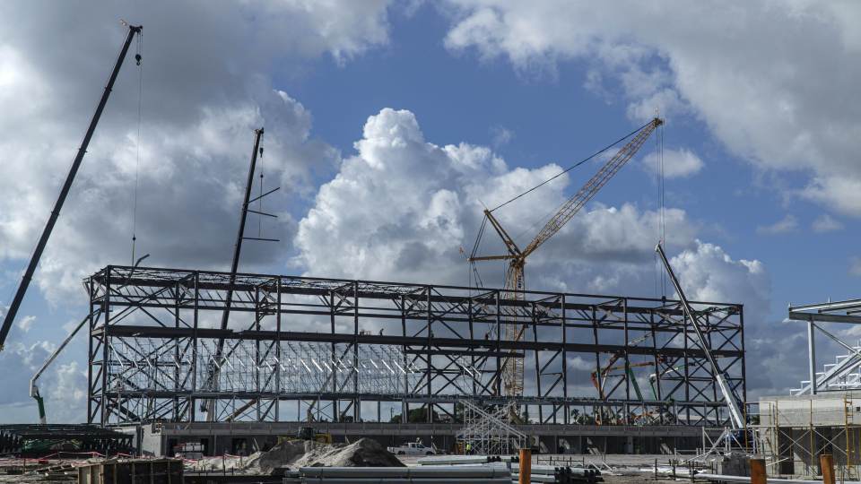 Building work is taking shape at the side of the old Lockhart Stadium in Fort Lauderdale