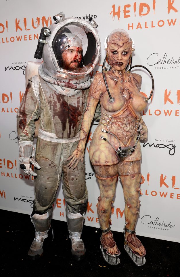  Heidi with her husband, the musician Tom Kaulitz, who dressed as a zombie spaceman