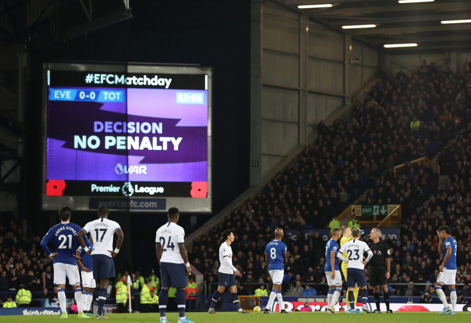  Fans were left fuming with the delays to use VAR during Everton's 1-1 draw at home to Tottenham