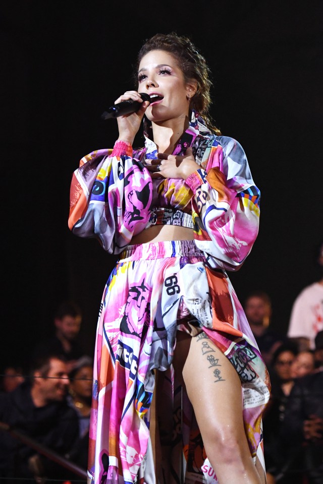  Halsey wore this colourful two-piece to present the Rock Icon Award on stage