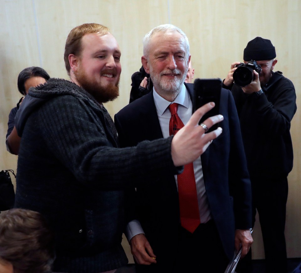  The leftie boss poses for a selfie after his campaign speech