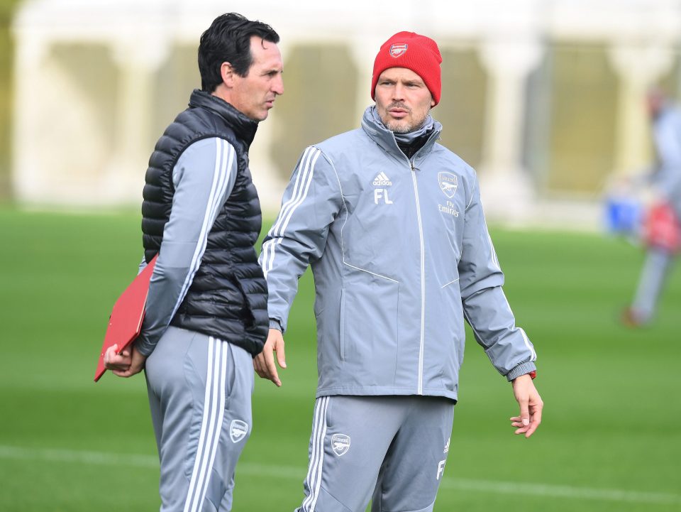  Unai Emery, left, was dismissed on his arrival to training this morning