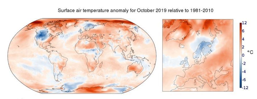  October was the warmest such month on record, according to data released this week