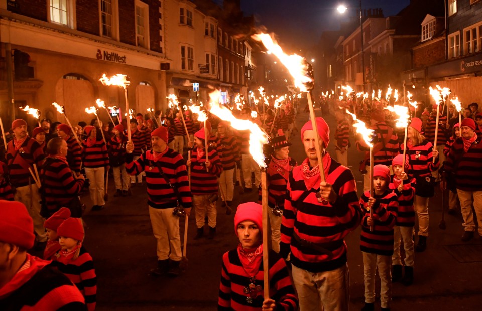  Many children dressed up and paraded earlier today with flaming torches in their hands