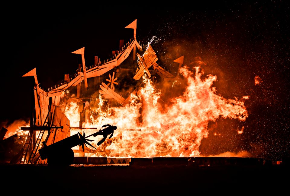  A Greatest Showman-themed bonfire burns in Skinningrove, North Yorkshire