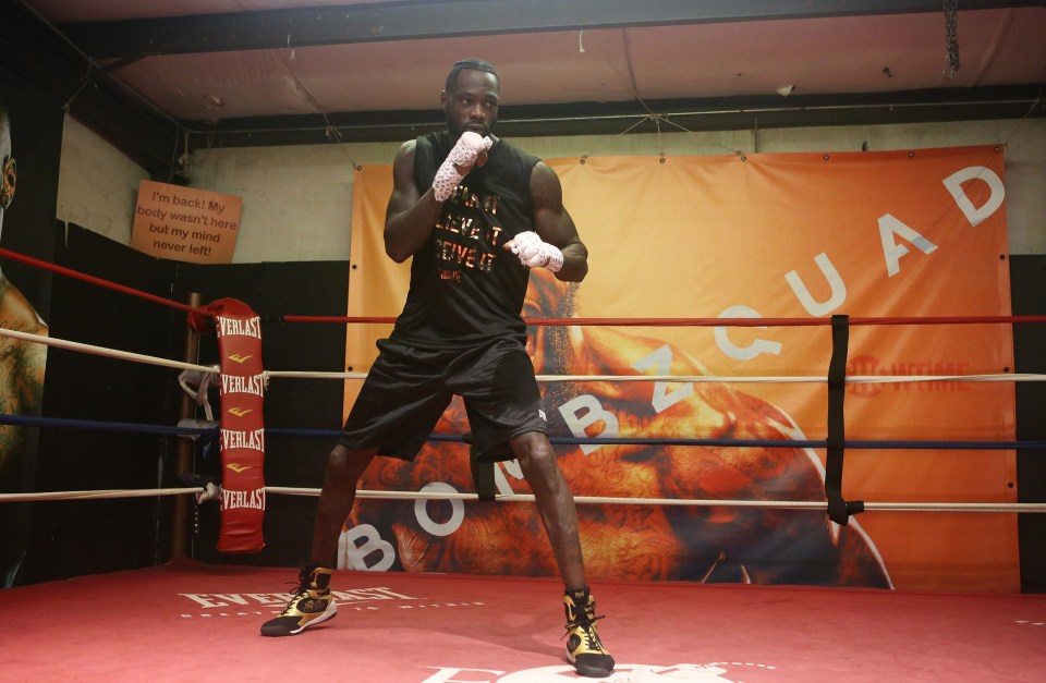 Deontay Wilder takes part in an open workout ahead of his rematch against Luis Ortiz