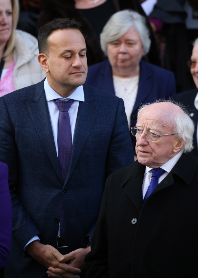 Irish Taoiseach Leo Varadkar and President Michael Higgins pay their respects at Gay Byrne’s funeral today