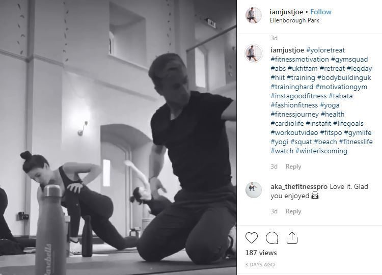 Joe posted a video of them working out together at the venue